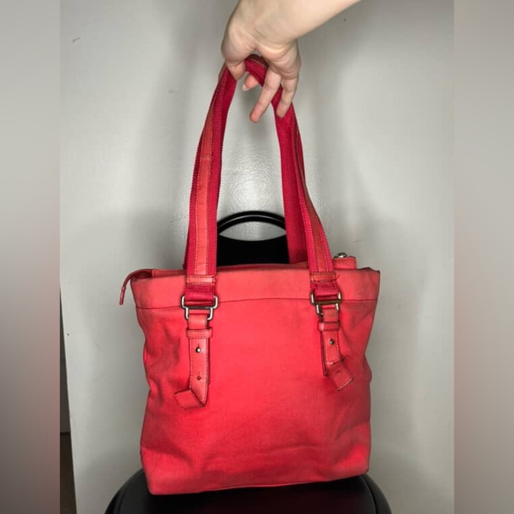 YSL Red Canvas Tote Bag with Leather Logo – Preloved with Tags - Picture 2 of 6